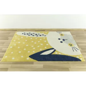 Detský koberec EMILY KIDS 2323A Zajac žltý