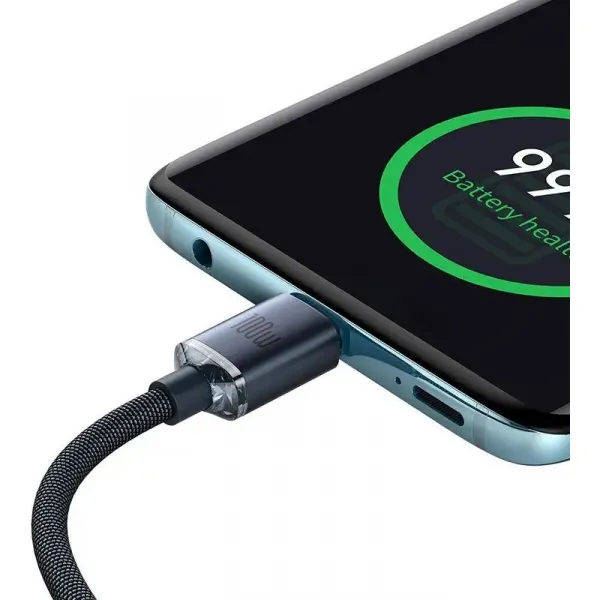 Baseus Crystal Shine Series USB-C / USB-C 100W nabíjací / dátový kábel 1,2 m, čierny