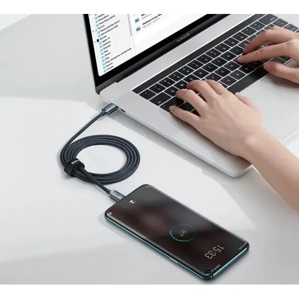 Baseus Crystal Shine Series USB-C / USB-C 100W nabíjací / dátový kábel 1,2 m, čierny