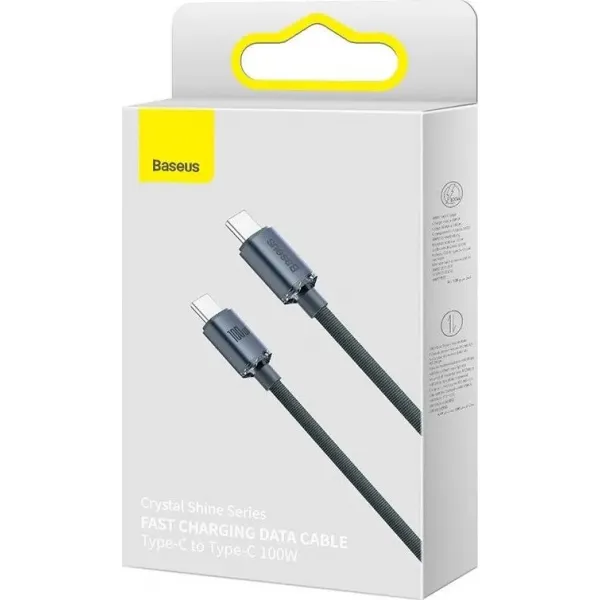 Baseus Crystal Shine Series USB-C / USB-C 100W nabíjací / dátový kábel 1,2 m, čierny