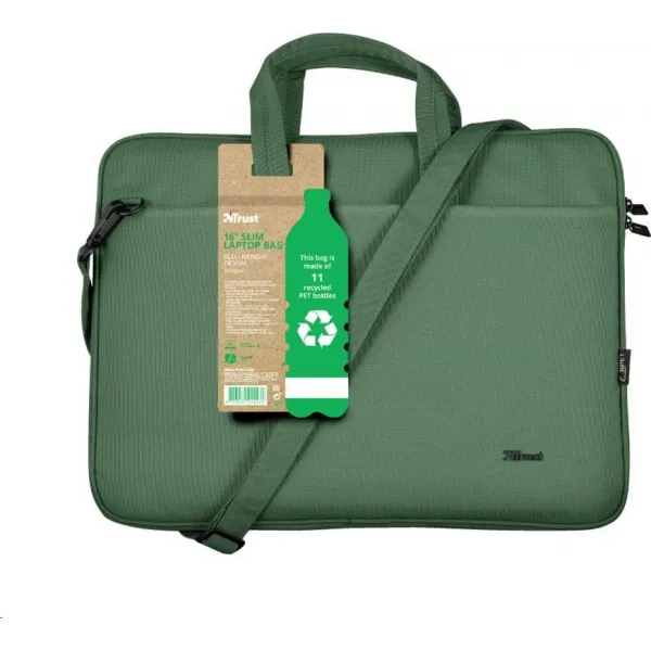TRUST 16" Bologna Slim Laptop Bag Eco, zelená