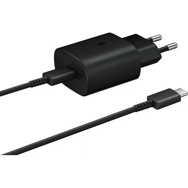 Nabíjačka Samsung EP-TA800 USB-C 25W + USB-C kábel 1m, Čierna
