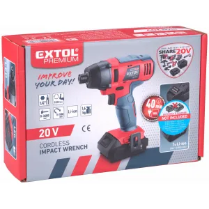 EXTOL PREMIUM 8891813 Uťahovač rázový aku Share20V, bez aku, 1/4" šesťhran na bity, 180Nm
