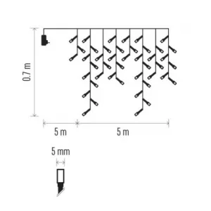 EMOS Lighting LED vianoč. cencúle, 5 m, vonkajšie aj vnútor., studená biela, ovládač, programy, časovač