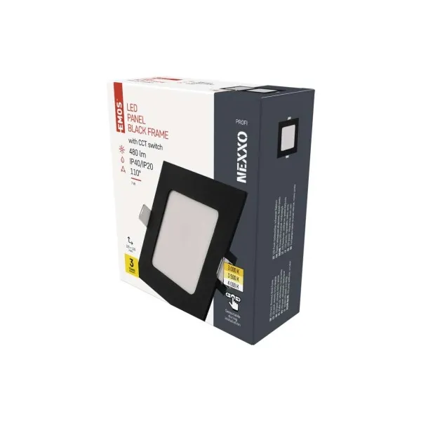 EMOS Lighting LED vstavané svietidlo NEXXO, štvorec, čierne, 7W, CCT