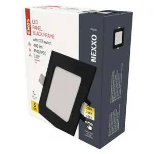 EMOS Lighting LED vstavané svietidlo NEXXO, štvorec, čierne, 7W, CCT