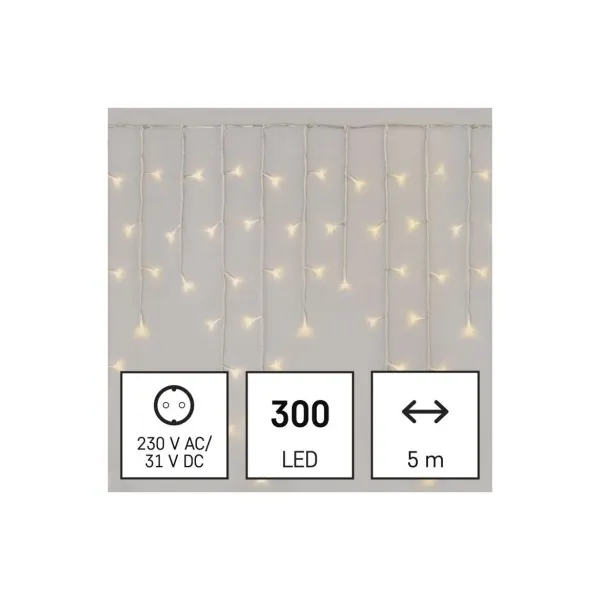 EMOS Lighting LED vianoč. cencúle, 5 m, vonkajšie aj vnútorné, teplá biela, ovládač, programy, časovač