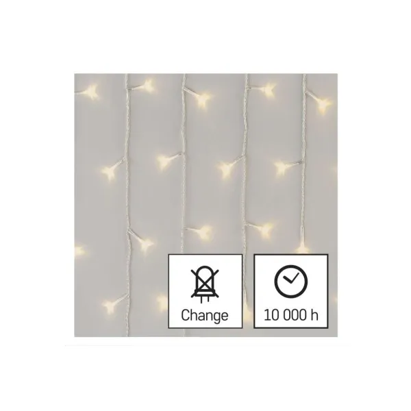 EMOS Lighting LED vianoč. cencúle, 5 m, vonkajšie aj vnútorné, teplá biela, ovládač, programy, časovač