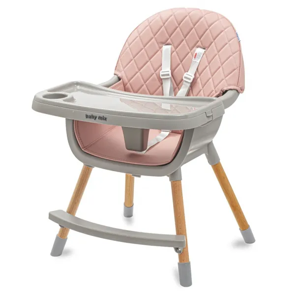 Jedálenská stolička Baby Mix Freja Wooden Farba: Ružová