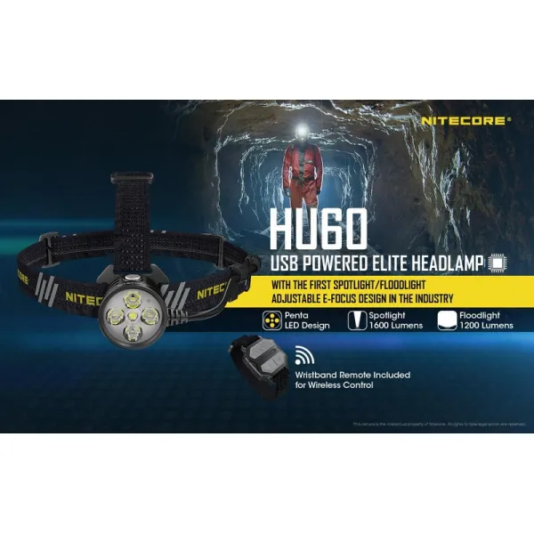 NITECORE HU60, LED čelovka 1600 lumenov