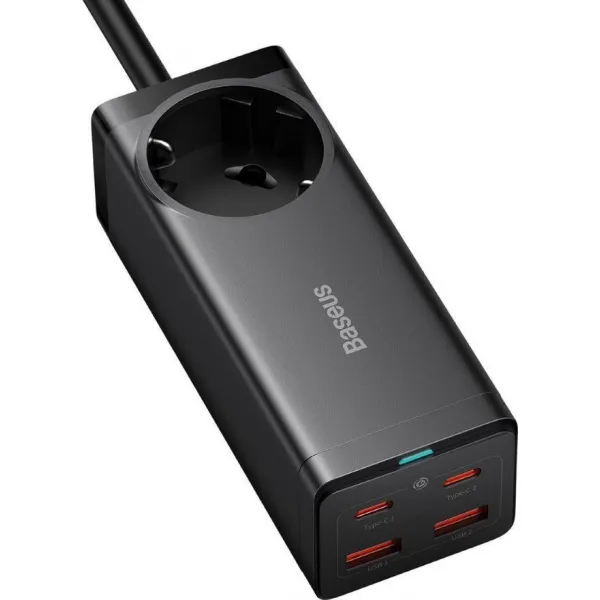 Nástenná nabíjačka / predlžovací kábel Baseus GaN3 Pro 2x USB + 2xUSB-C + AC, 100W (čierna) 038288