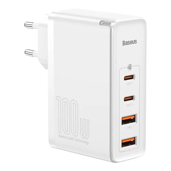 Cestovní nabíječka Baseus GaN2 Pro Quick 2x USB 2x USB-C, 100W, EU (bílá) Varianta: uniwersalny