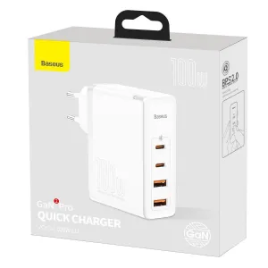 Cestovní nabíječka Baseus GaN2 Pro Quick 2x USB 2x USB-C, 100W, EU (bílá) Varianta: uniwersalny