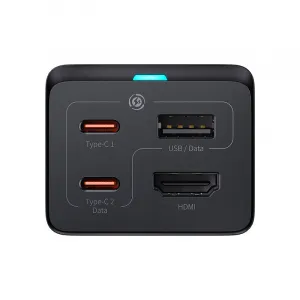 Baseus GaN5 Pro 2xUSB-C + USB + HDMI nástenná nabíjačka, 67W (čierna) 038591