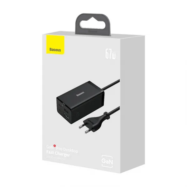 Baseus GaN5 Pro 2xUSB-C + USB + HDMI nástenná nabíjačka, 67W (čierna) 038591