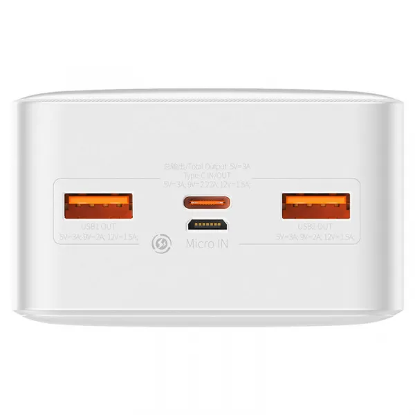 Baseus PPBD050402 Power banka 30 000mAh PD 20W, Biela