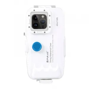 Plastové vodotesné puzdro Puluz pre iPhone 14 Plus/Pro Max/13 Pro Max/12 Pro Max/11 Pro Max (biele) 055431