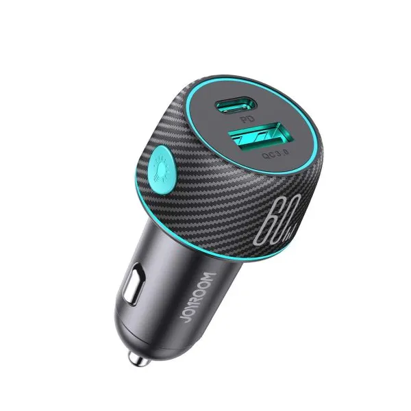 Nabíjačka do auta Joyroom CCN01, 1x USB QC3.0, 1x USB-C PD 60W (čierna) 044835