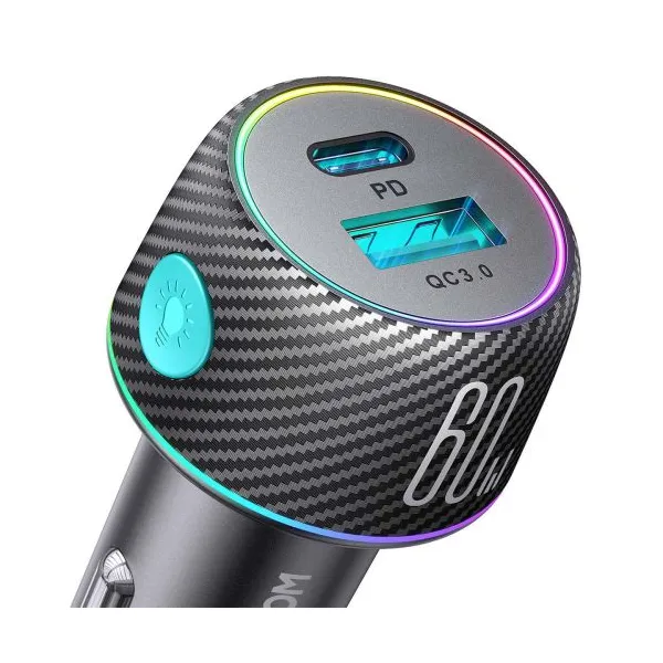 Nabíjačka do auta Joyroom CCN01, 1x USB QC3.0, 1x USB-C PD 60W (čierna) 044835