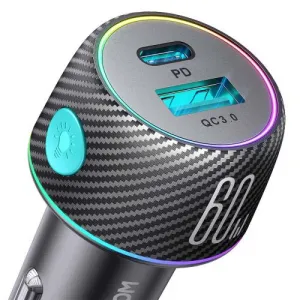Nabíjačka do auta Joyroom CCN01, 1x USB QC3.0, 1x USB-C PD 60W (čierna) 044835