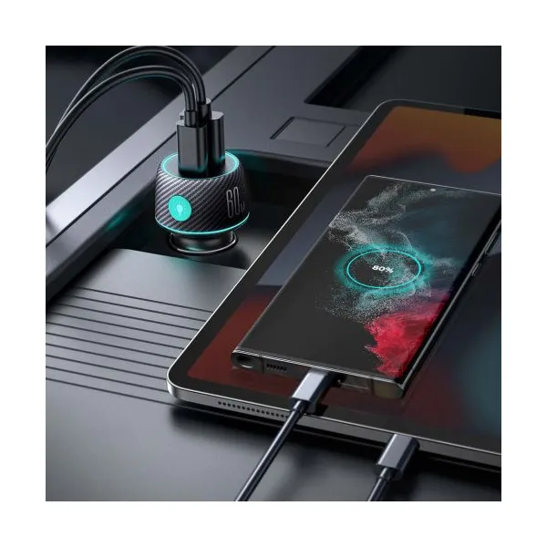 Nabíjačka do auta Joyroom CCN01, 1x USB QC3.0, 1x USB-C PD 60W (čierna) 044835
