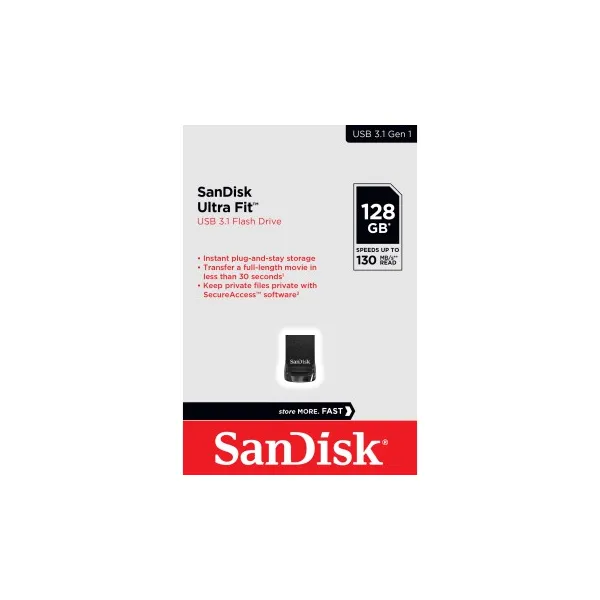 SanDisk Flash disk 128 GB Cruzer Ultra Fit, USB 3.1