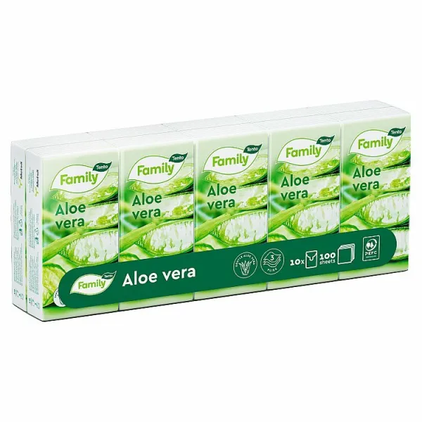 Tento Family Sensitive Aloe Vera hygienické vreckovky 3 vrstvové 10 x 10 ks
