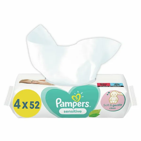 Pampers Sensitive Vlhčené Obrúsky 4ks Balení = 208 Obrúskov