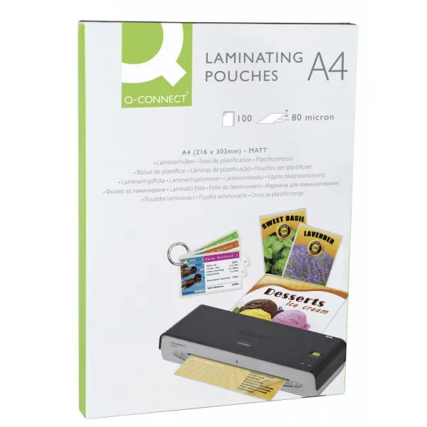 Laminovacie fólie Q-Connect 216x303 A4 80mic matné