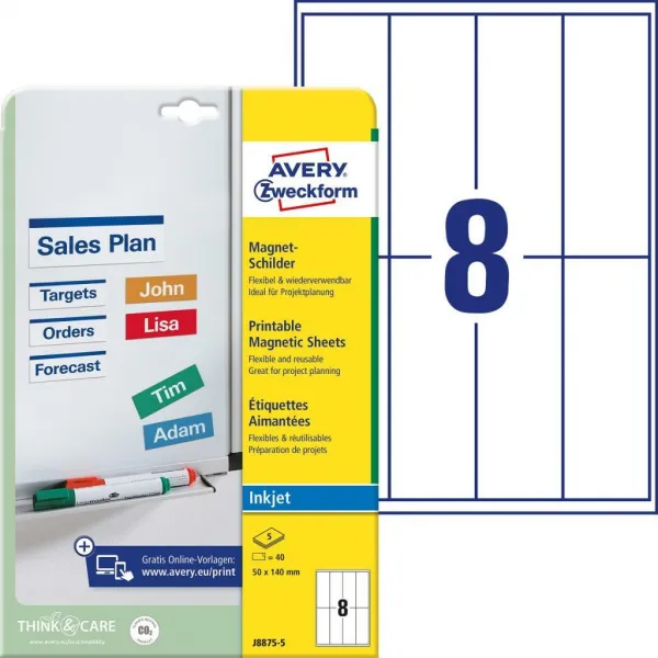 Avery Zweckform Magnetické popisovacie štítky Avery 50mm x 140m