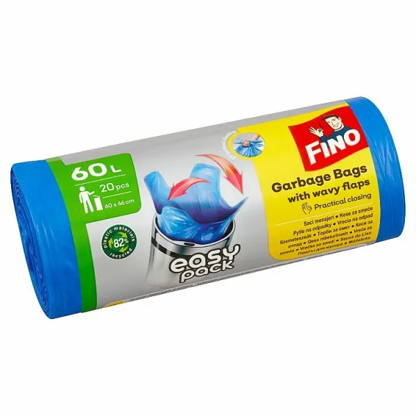 Vrecia zaväzovacie FINO Easy pack 60 ℓ, 18 mic., 60 x 66 cm, modré (20 ks)