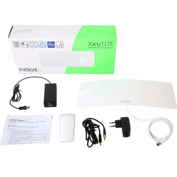 EVOLVEO XANY 1 LTE 230/5V, 50dBi aktivní pokojová anténa DVB-T/T2, LTE filtr