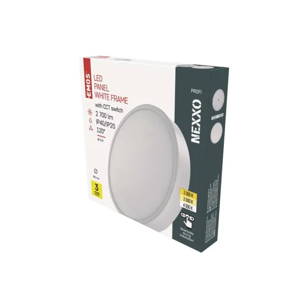EMOS Lighting LED prisadené svietidlo, kruhové, biele, 28,5W, CCT
