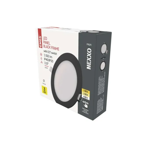 EMOS Lighting LED vstavané svietidlo NEXXO, kruhové, čierne, 12W, CCT