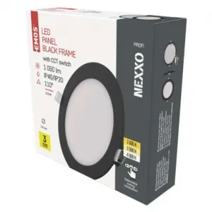 EMOS Lighting LED vstavané svietidlo NEXXO, kruhové, čierne, 12W, CCT