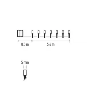 EMOS Lighting LED vianočná reťaz, 5,6 m, 3x AA, vonkajšia aj vnútorná, studená biela, časovač