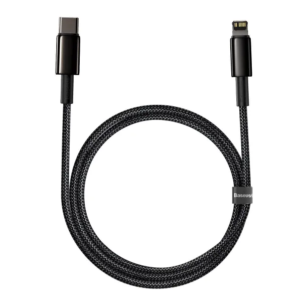 Baseus Tungsten Gold Rýchlonabíjací / dátový kábel USB-C na Lightning PD 20W 1m, čierny