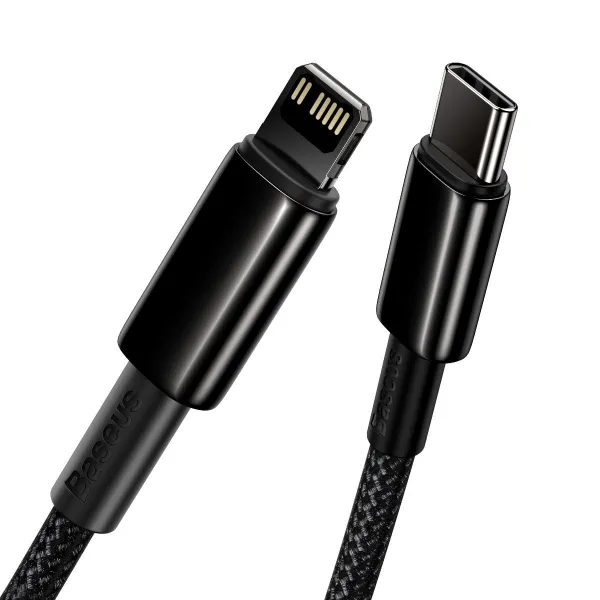 Baseus Tungsten Gold Rýchlonabíjací / dátový kábel USB-C na Lightning PD 20W 1m, čierny