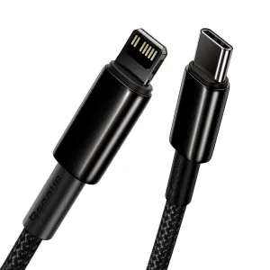 Baseus Tungsten Gold Rýchlonabíjací / dátový kábel USB-C na Lightning PD 20W 1m, čierny