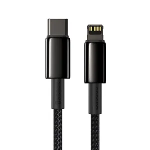 Baseus Tungsten Gold Rýchlonabíjací / dátový kábel USB-C na Lightning PD 20W 1m, čierny