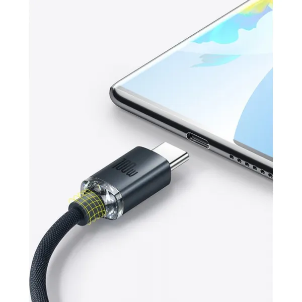 Baseus Crystal Shine Series USB-C / USB-C 100W 2m nabíjací / dátový kábel, čierny