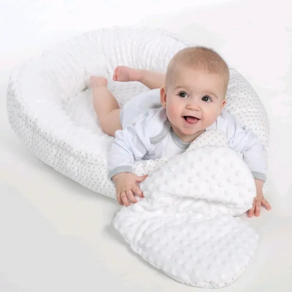 Luxusné hniezdočko s vankúšikom a perinkou New Baby z Minky modré
