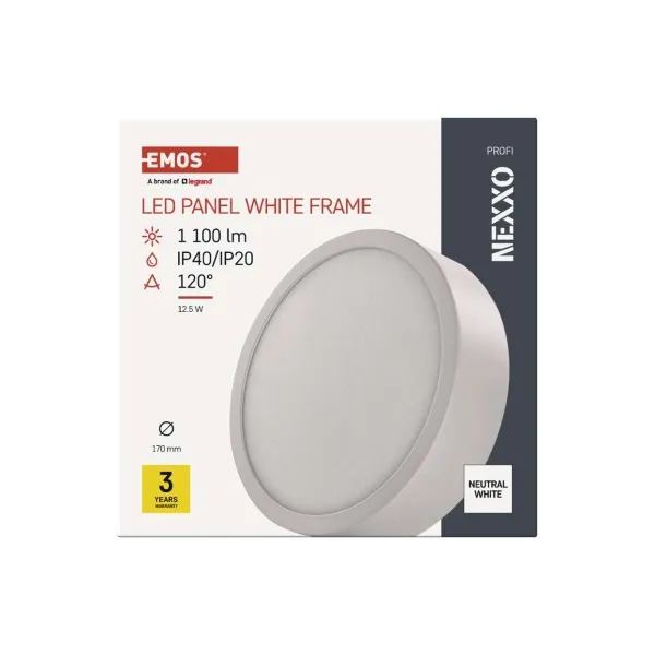 EMOS Lighting LED prisadené svietidlo, kruhové, biele, 12,5W, Neutrálna biela
