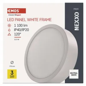 EMOS Lighting LED prisadené svietidlo, kruhové, biele, 12,5W, Neutrálna biela