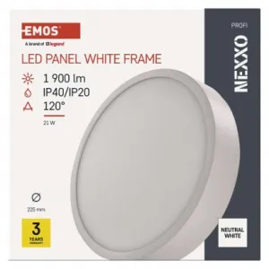 EMOS Lighting LED povrchové svietidlo NEXXO, okrúhle, biele, 21W, neutrálna biela