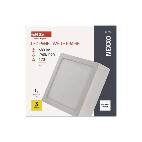 EMOS Lighting LED prisadené svietidlo, štvorec, biele, 7,6W,Neutrálna biela