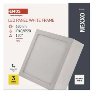 EMOS Lighting LED prisadené svietidlo, štvorec, biele, 7,6W,Neutrálna biela