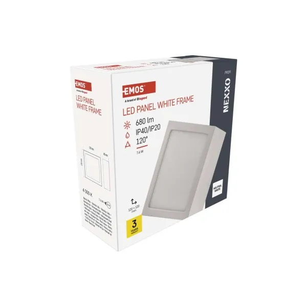 EMOS Lighting LED prisadené svietidlo, štvorec, biele, 7,6W,Neutrálna biela