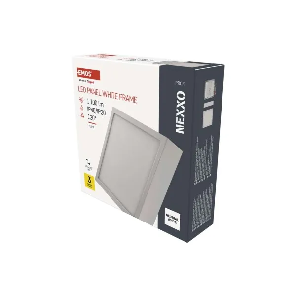 EMOS Lighting LED prisadené svietidlo, štvorec, biele, 12,5W,Neutrálna biela