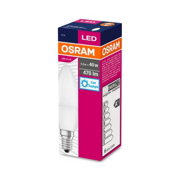Žiarovka OSRAM® LED FR 040 (ean1066) non-dim, 5,7W/865 E14 6500K Value CLASSIC B